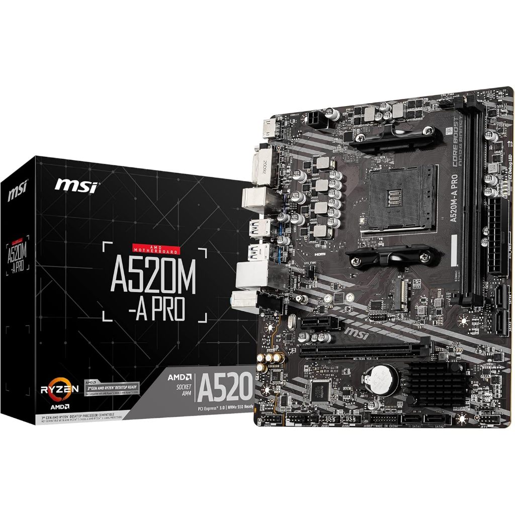 Placa Mãe MSI A520M-A PRO (AM4/2xDDR4/HDMI/DVI-D/