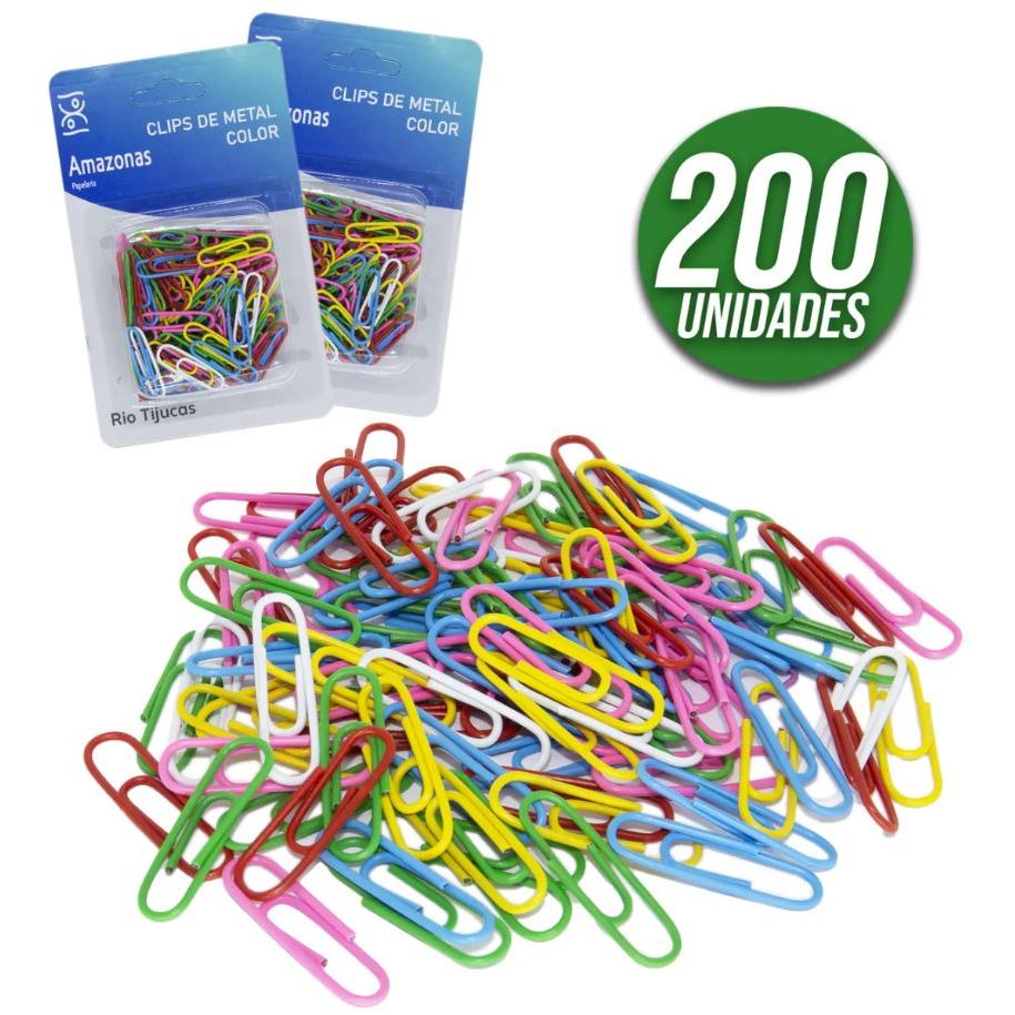 Kit 200 Unds Clips Prendedor Colorido De Metal P/ 