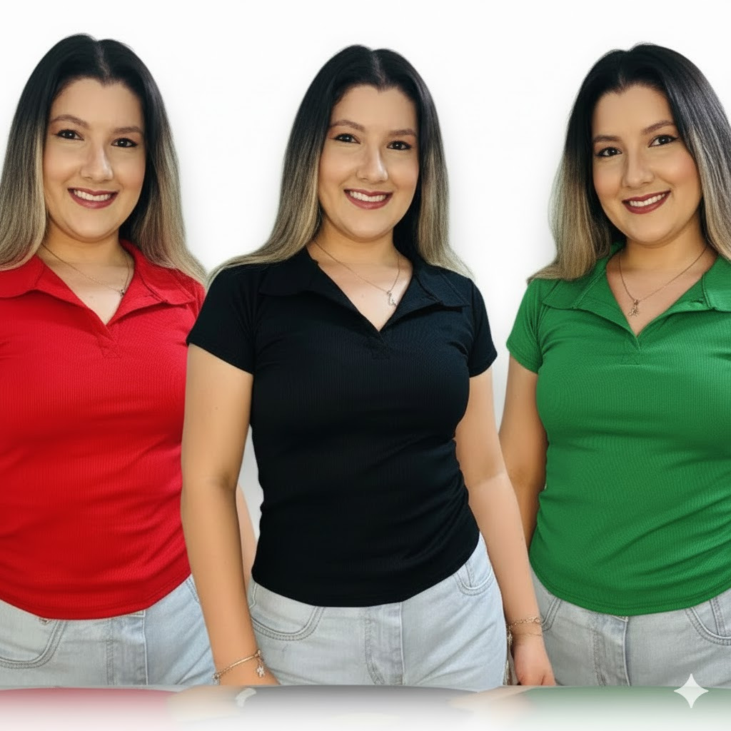 Blusa Feminina Polo Baby Look Curtinha Estilo Moda