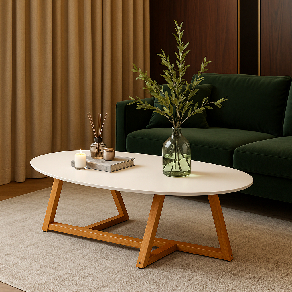 Mesinha Mesa De Centro De Sala Classic Oval Pés D