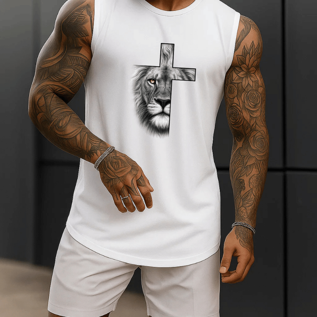 Regata Masculina Academia Algodão Leão Cruz 100%