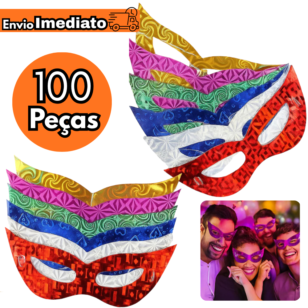 Kit 100 Máscaras Sortidas de Carnaval Bloquinho D