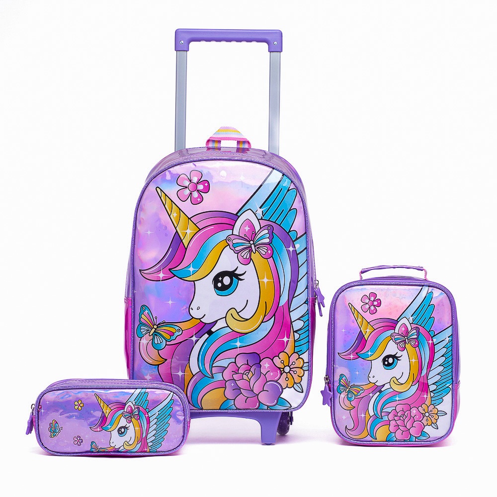Kit Mochila Bolsa Escolar Rodinhas Infantil Unicó