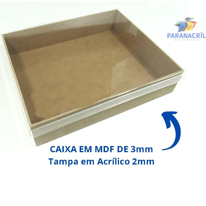 Caixa em MDF tampa (2cm borda) transparente person