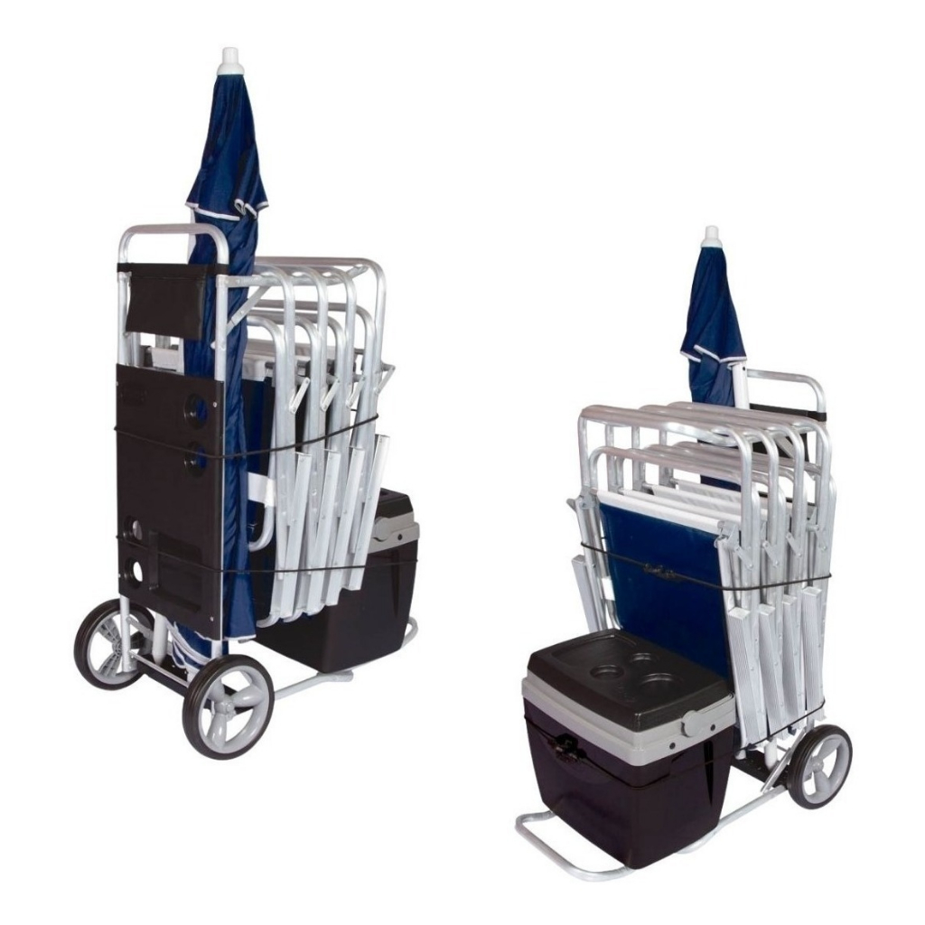 Carrinho de Praia Mor Preto Vira Mesa Com Avanço 