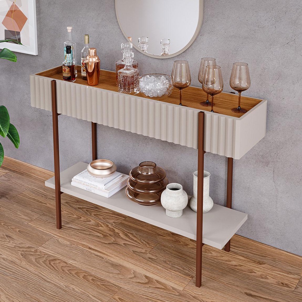 Aparador Canelado Lira Cimol Off White/Nature