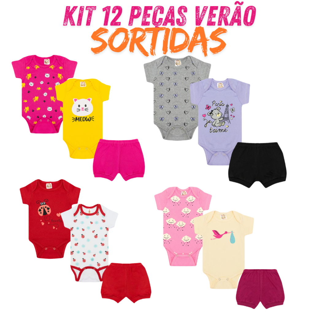 Kit body Bebê 12 peças conjunto Roupa infantil A
