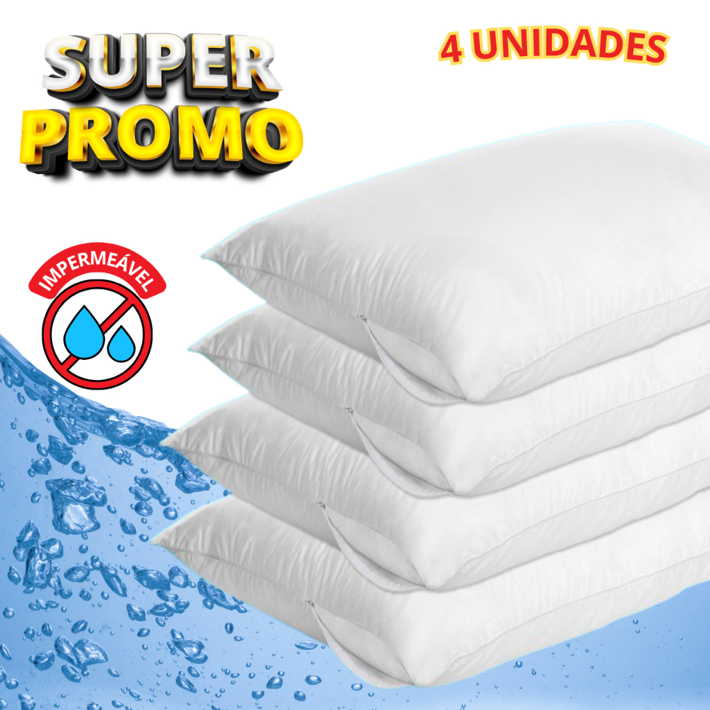 Kit c/ 4 Fronhas Impermeável Anti – Ácaro 