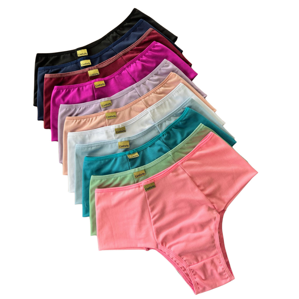 KIT Calcinha Conforto Calçola Cintura Alta Lisa R
