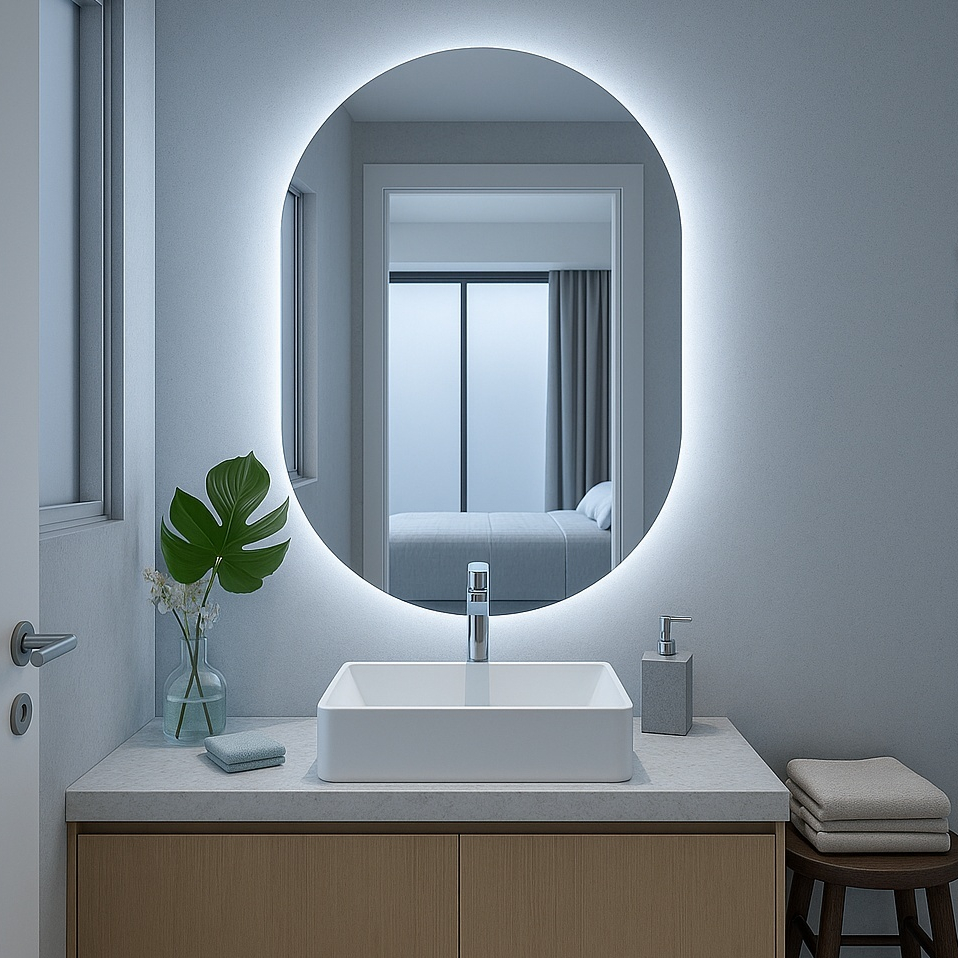 Espelho Oval LED Decorativo  Ideal para Banheiro S