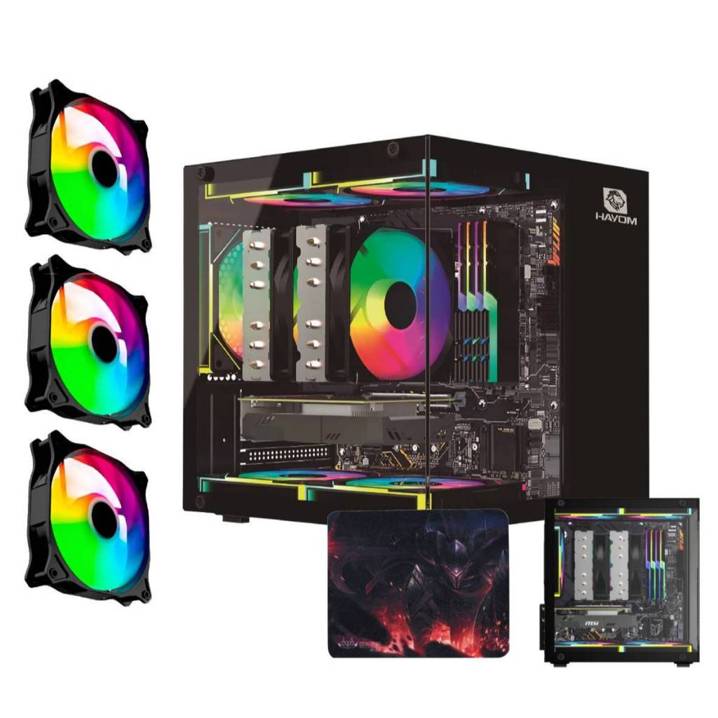 Gabinete Cpu Gamer Com Fans RBG LED inclusas Vidro