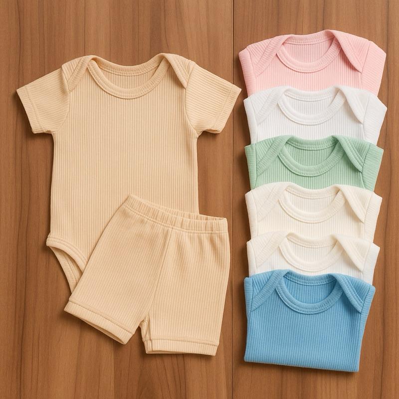 kit 4 peças body infantil bebê/ shortinho para b