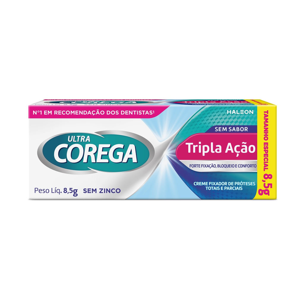 Corega Ultra Creme Tripla Ação Sem Sabor 8,5g