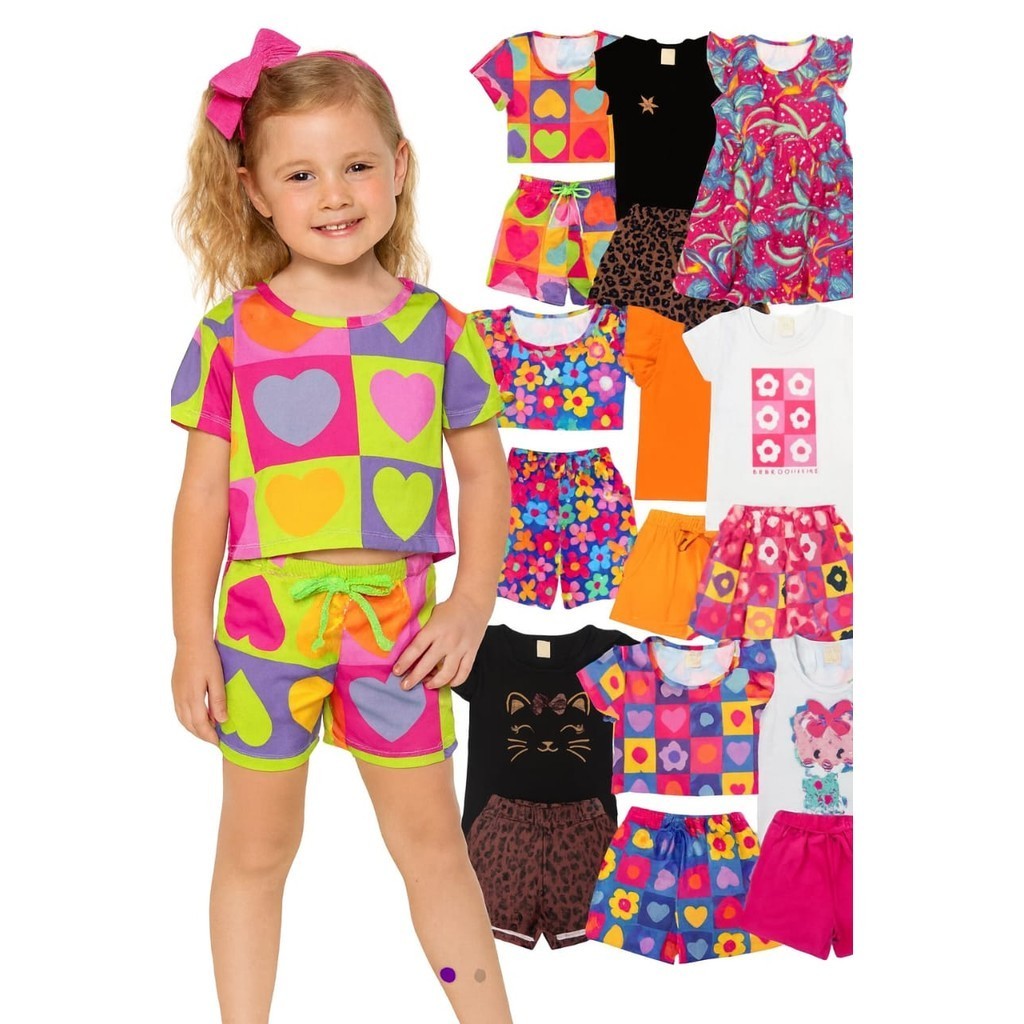 Kit de 2, 4 ou 10 Peças Roupa Infantil Menina Con