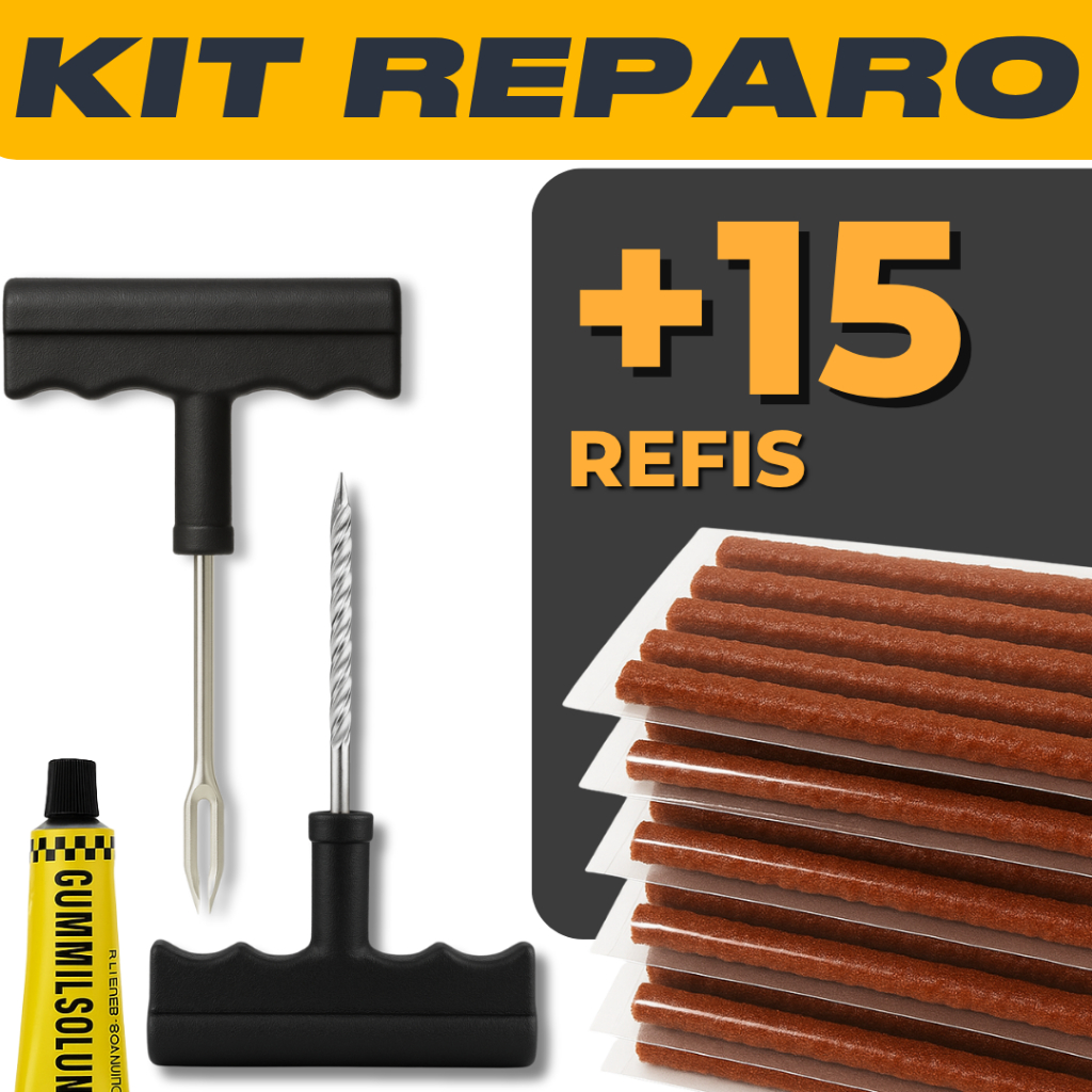 Kit Reparo Pneu Sem Camara Carro e Moto + 5 ou 15 