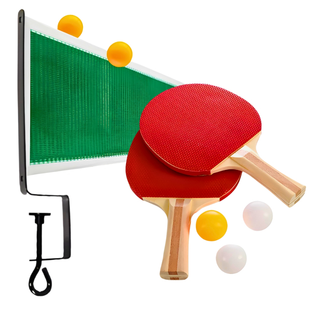 Conjunto Tênis de Mesa 2 Raquetes Rede e 3 Bolinh