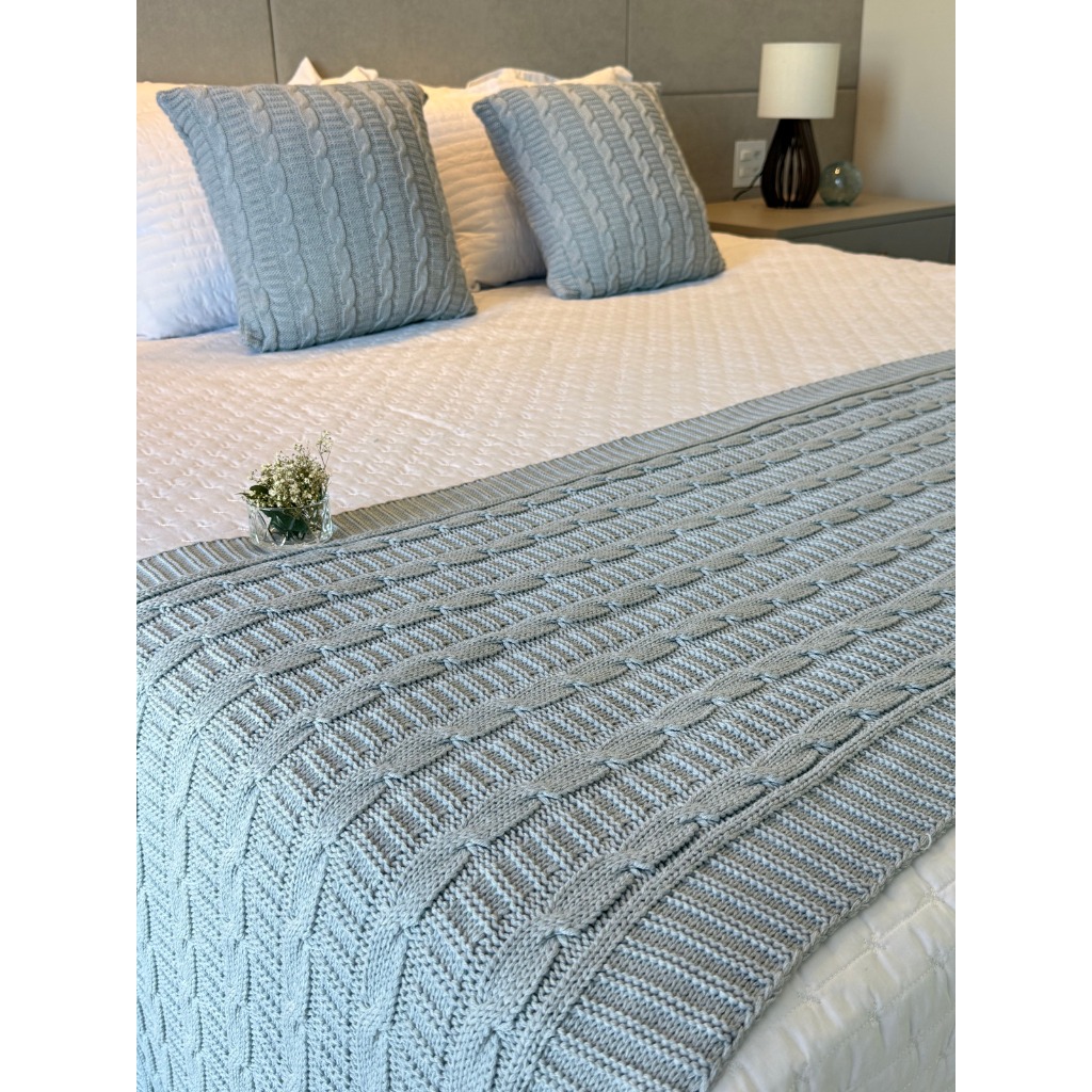 Kit Manta Peseira de Tricot + Capas de Almofada pa