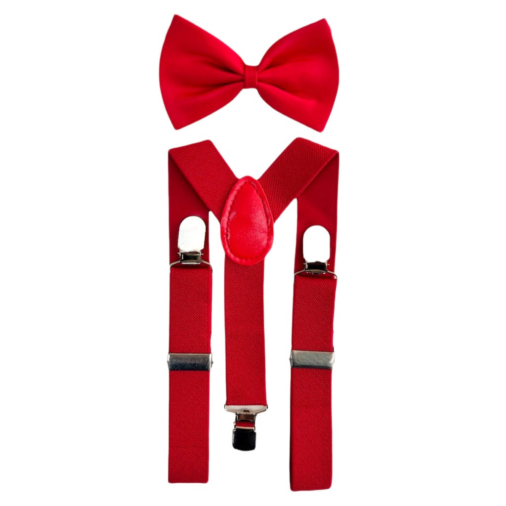 Kit Suspensório e Gravata Borboleta Vermelho Infa