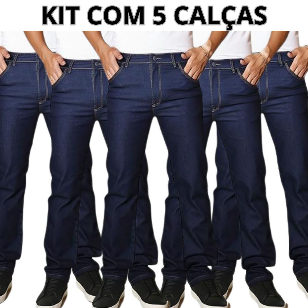 Kit 5 Calças Jeans Masculina Com Elastano Lycra R