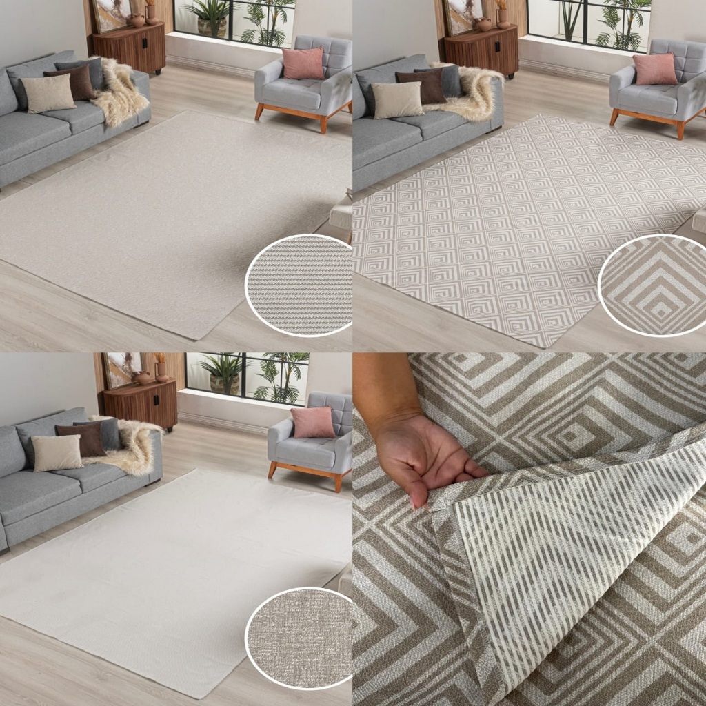 Tapete Bege Boho 3,00 M X 1,40 M Antiderrapante Mo