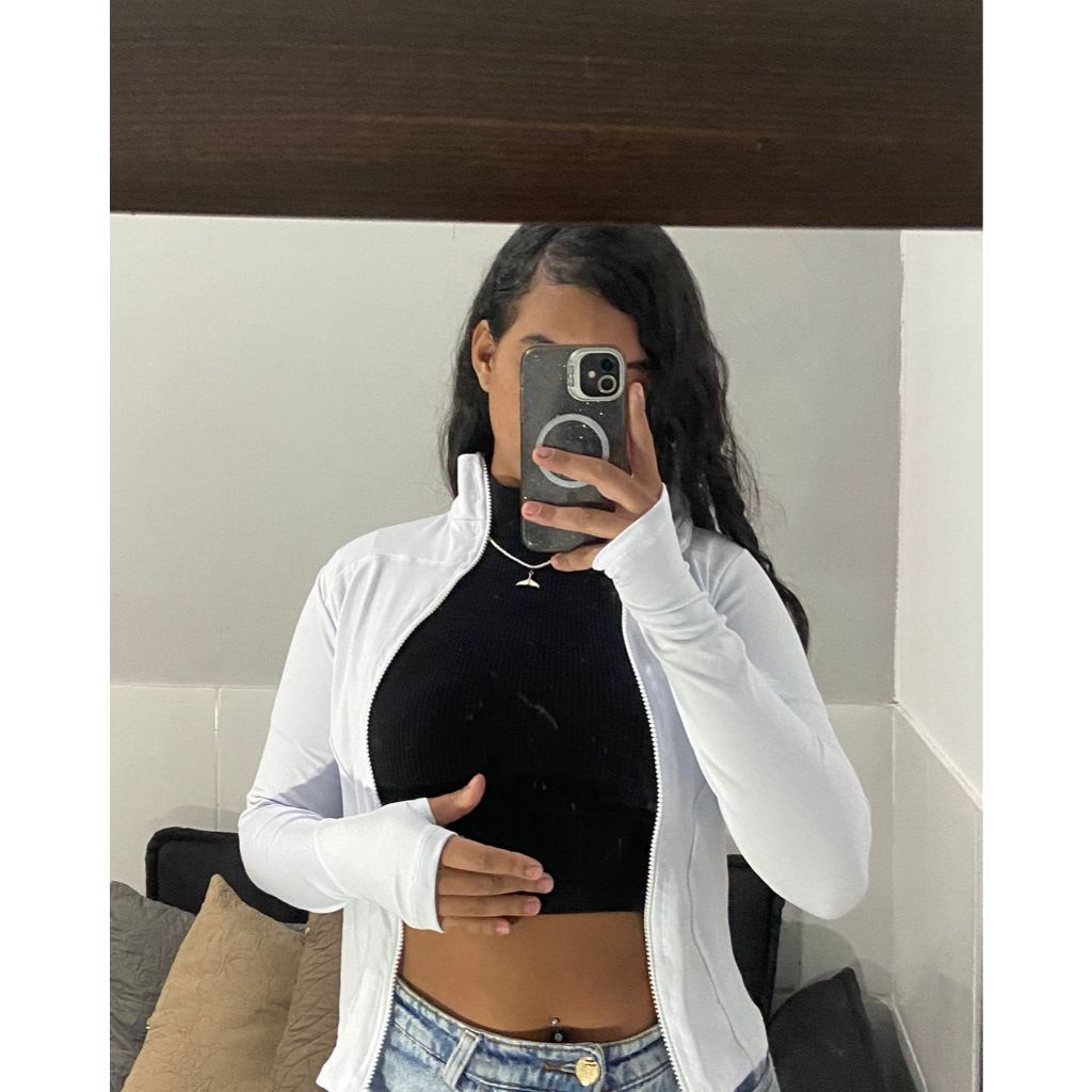 Jaqueta Blusa Esportiva Manga Longa Moda Feminina 