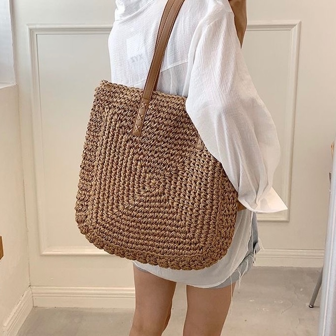 Bolsa de palha de grande capacidade para férias c