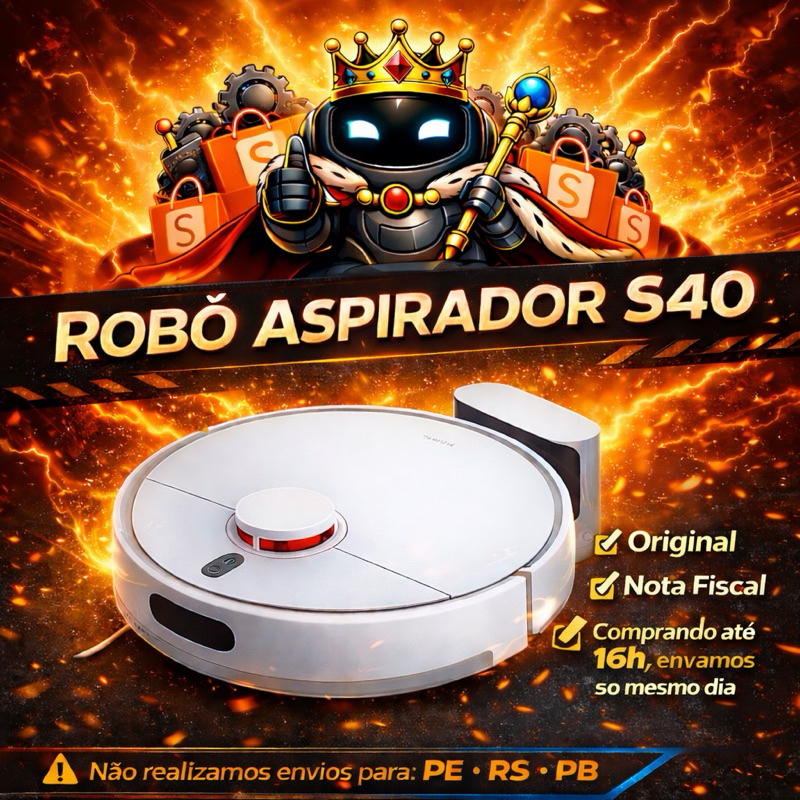 Robô aspirador Xiaomi S40 Bivolt 10.000 PA Mapeam