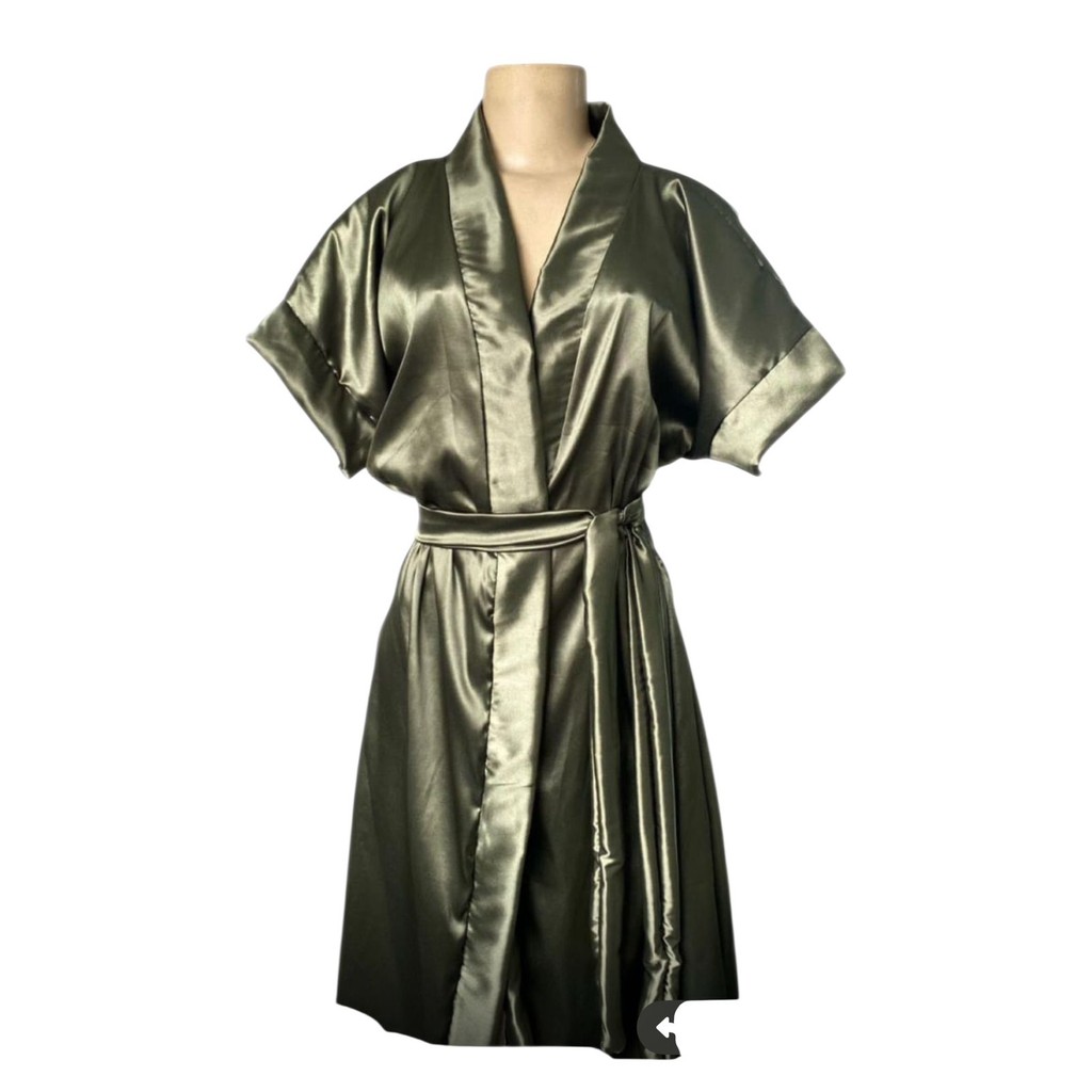 ROBE DE CETIM COM ELASTANO S/ BORDADO