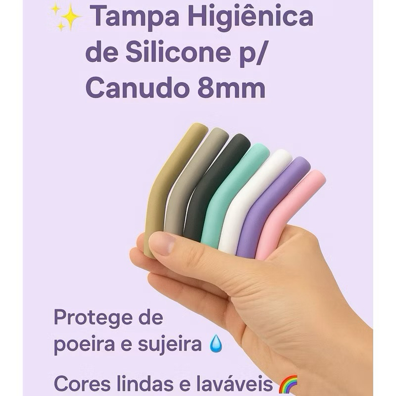 Ponteira de Canudo Curto Reutilizável de Silicone