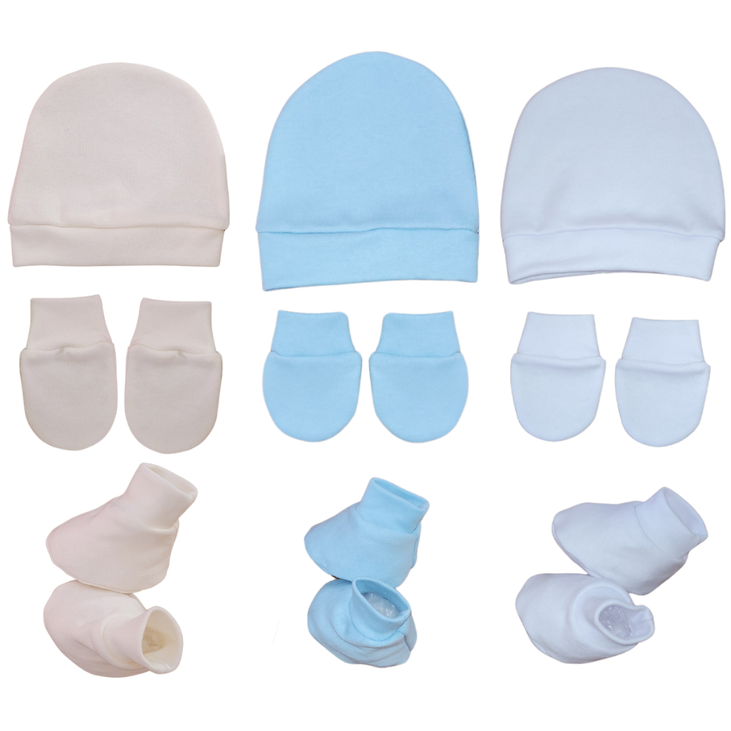 3 Kit Luva Sapatinho Touca Kit Maternidade Enxoval