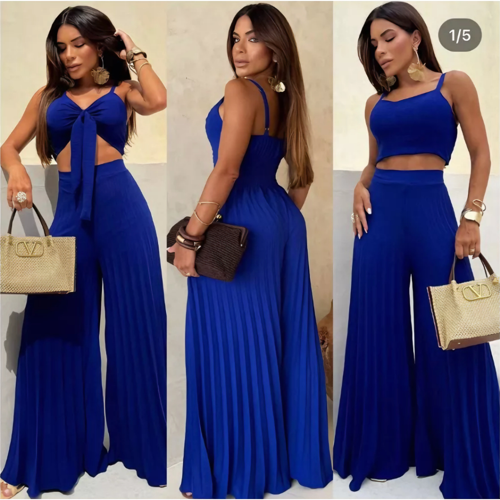 Conjunto Feminino Chic Calça Cintura Alta Modelo 