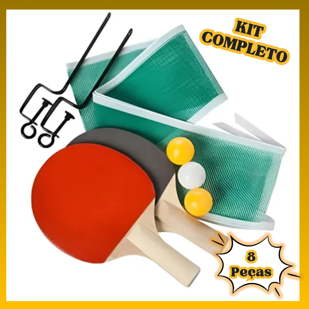 Kit Ping Pong 2 Raquete 3 bolinhas e rede tênis d