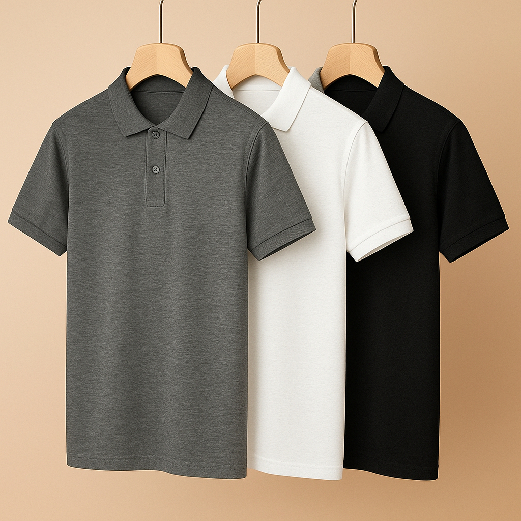 Kit 3 Camisa Polo Masculina Básica Casual Lisa