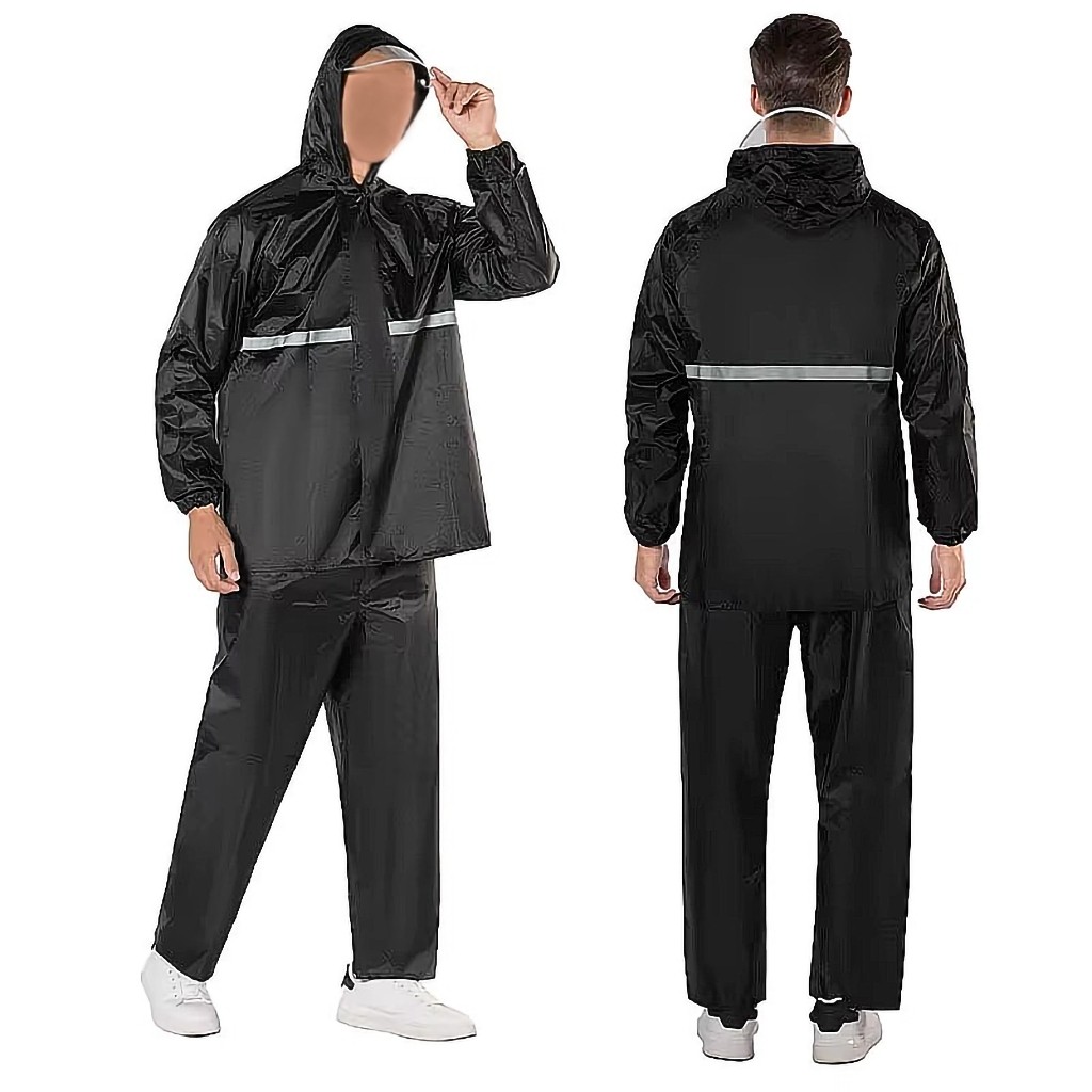 Conjunto Capa Chuva Jaqueta grosso Com Capuz e cal