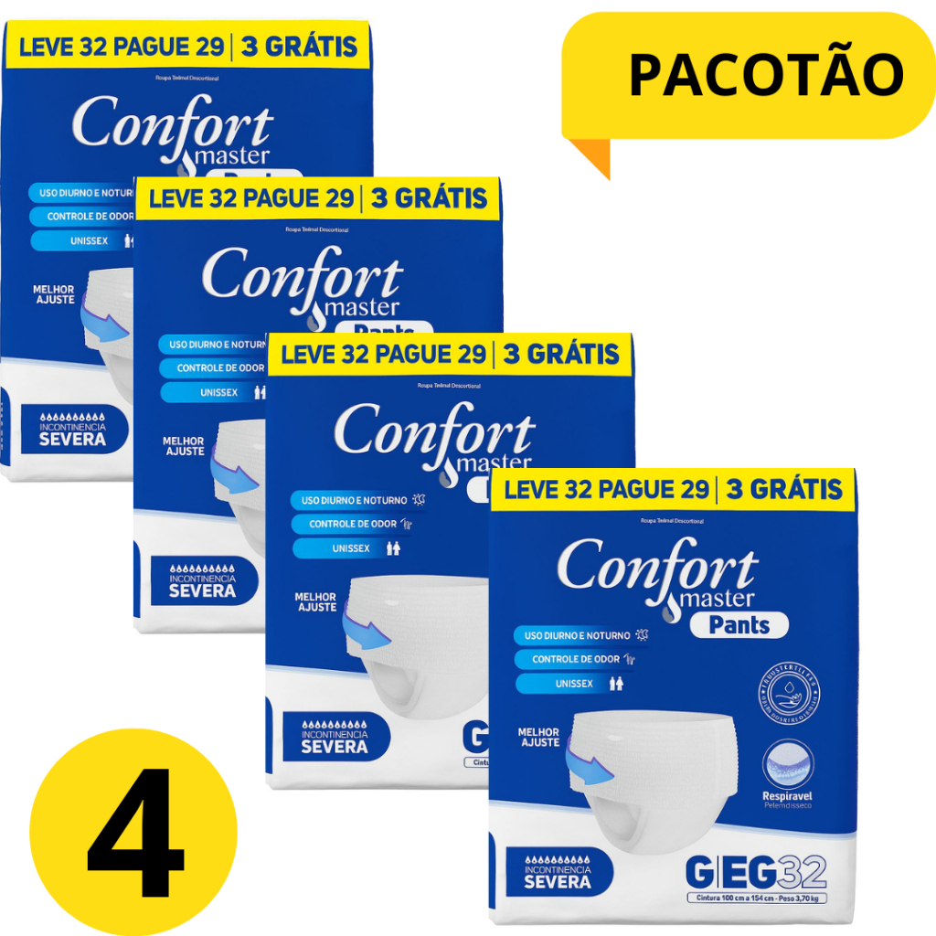 KIT ATÉ 4 PACOTES Fralda Calça GeriatricaPants C