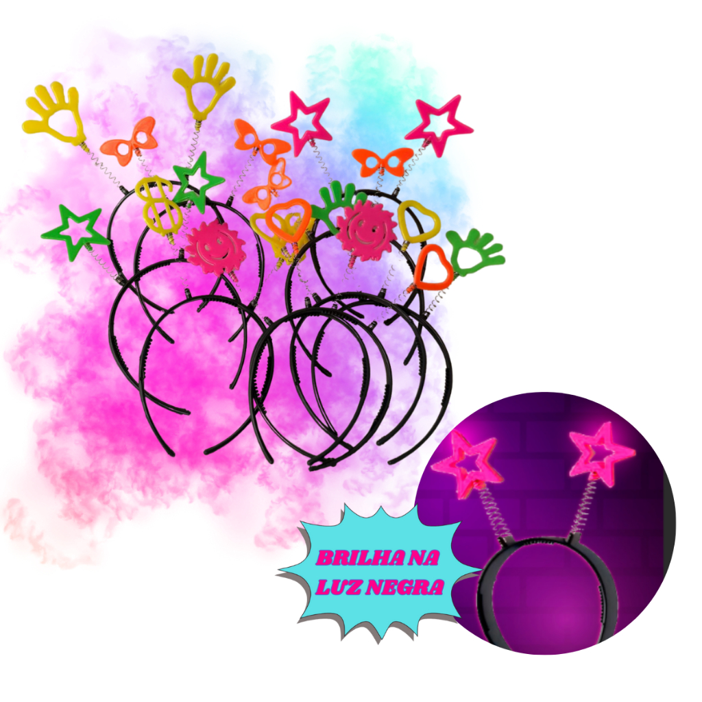 Kit 50un Tiara Neon Balada Aniversário Festa Casa