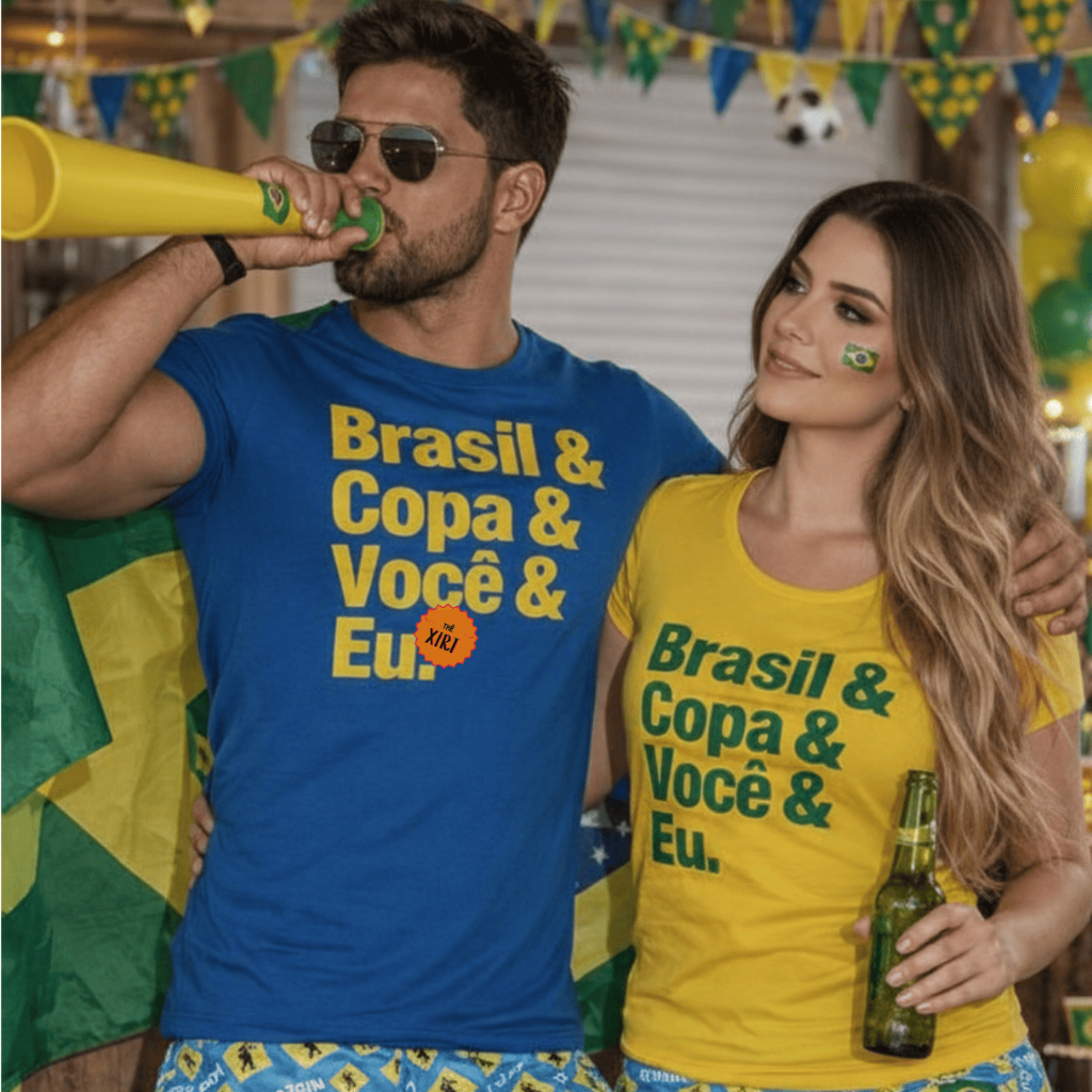 Conjunto Casal namorados Copa Futebol Brasil Sele�