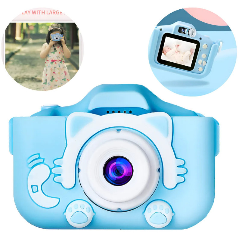 Câmera Kids com Capa,Efeitos Divertidos+32GB Câm