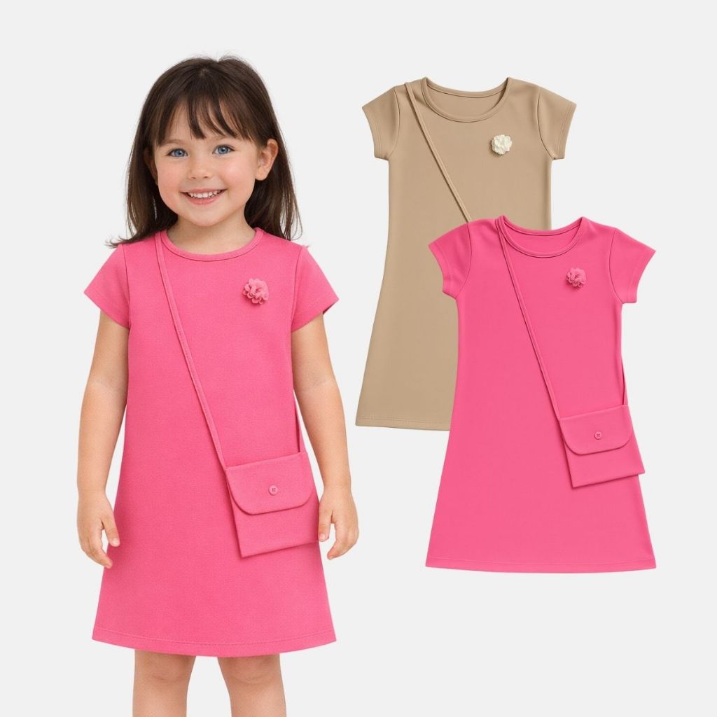 Kit 2 Peça Vestido + Bolsa Verão Infantil Menina