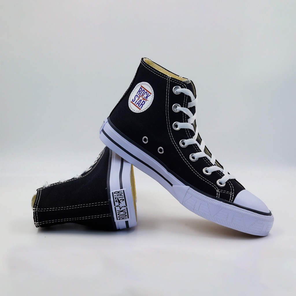 Tênis Feminino E Masculino Preto Cano Alto Rock S