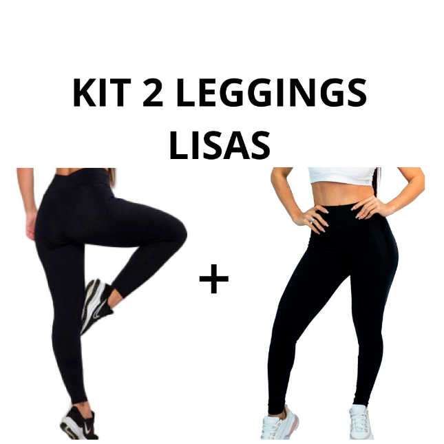Kit 2 calça legging lisa costura reforçada
