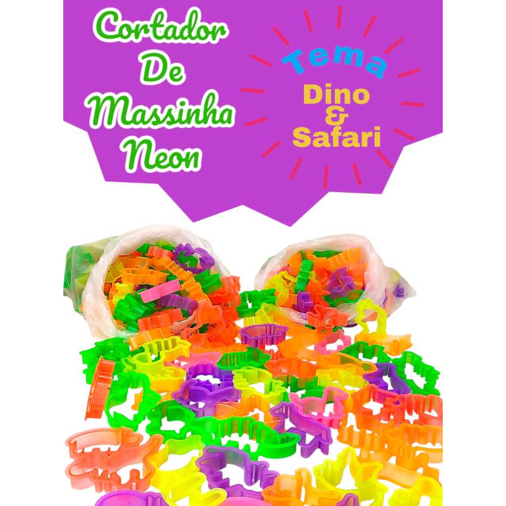 100 Cortador de Massinha Neon Forminha Modelar Din