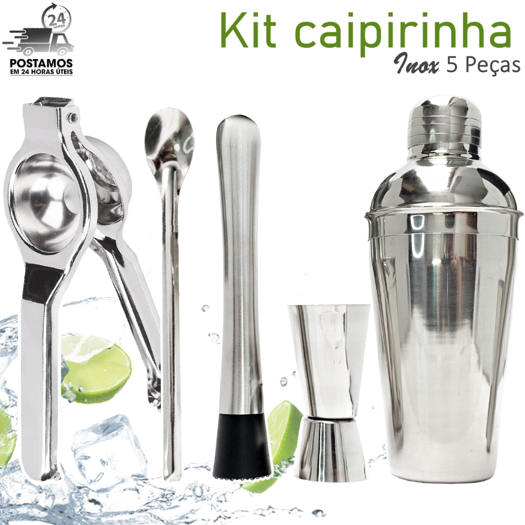 Kit Bartender 750 ml Inox 5 Peças Profissional  E
