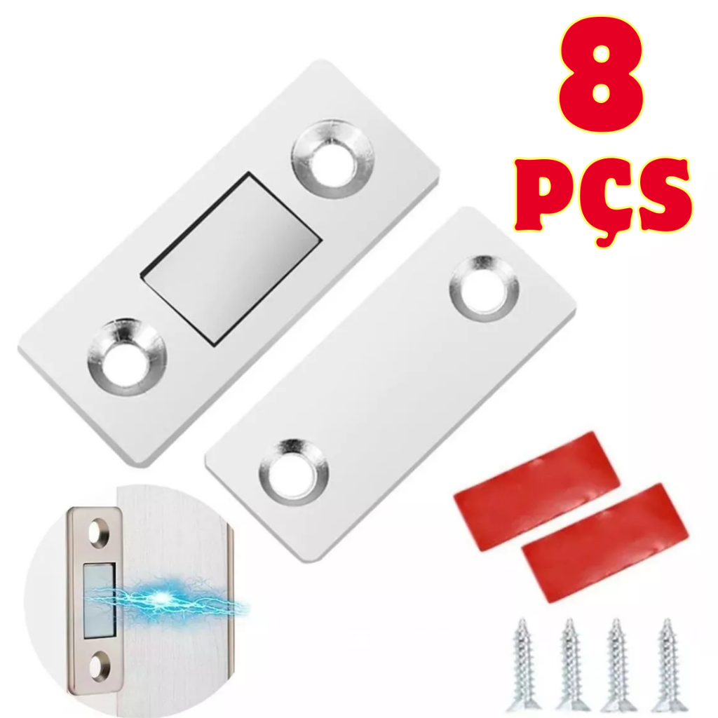 KIT 8 Fecho Magnético De Neodímio Trava P/ Porta