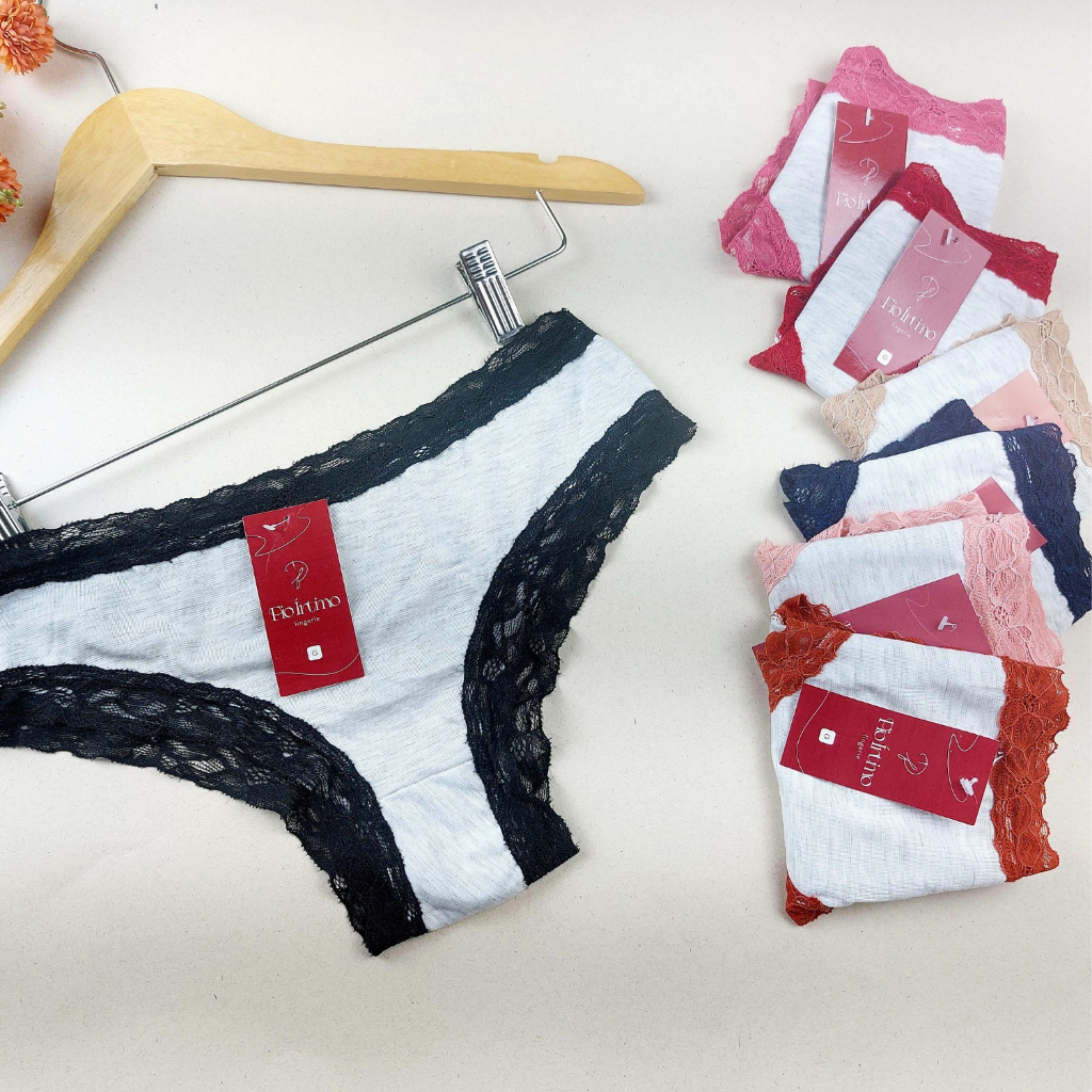 kit 10 Calcinha Feminina Algodão Tanga Renda Ling