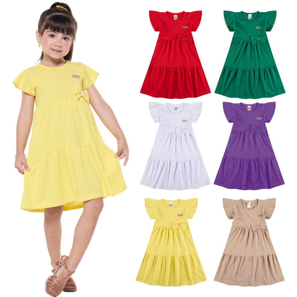 Kit 4 Vestido Infantil Menina Verão Três Marias 