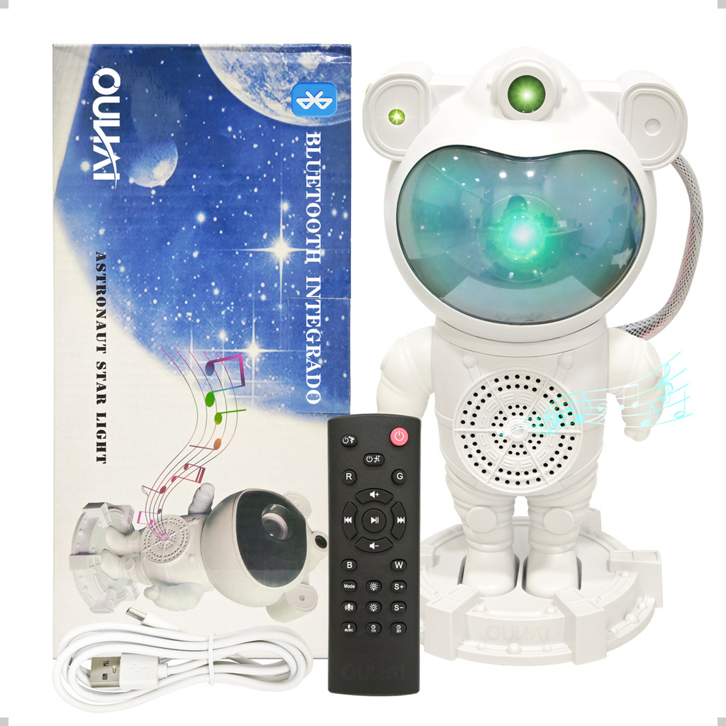 Luminária Astronauta Com Caixa De Som Bluetooth P