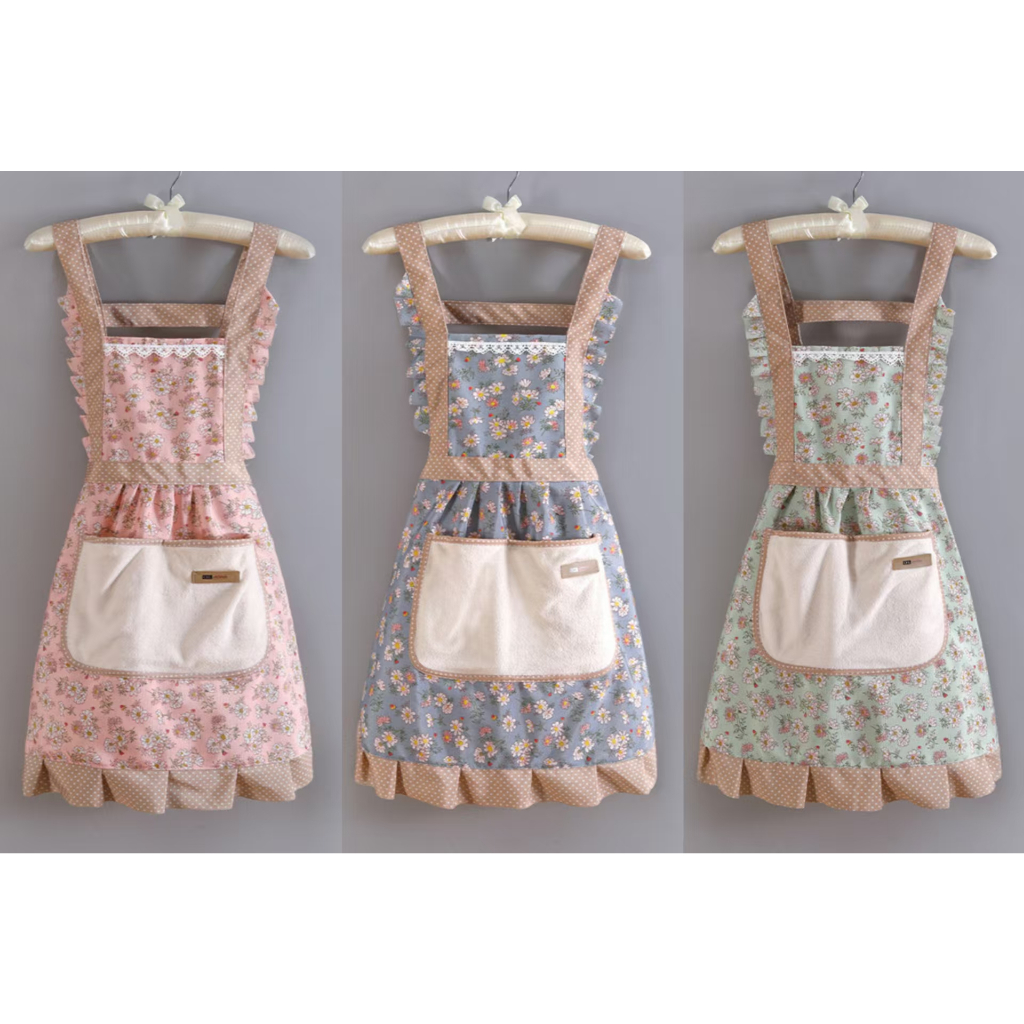 Avental De Renda De Algodão Puro Com Bolso Para C