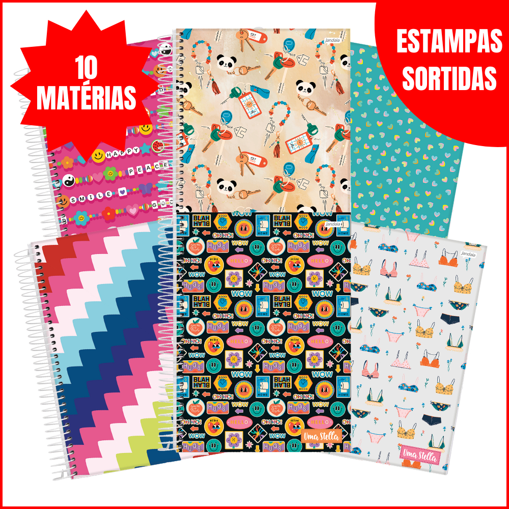 Caderno 10 Matérias Jandaia Stella 160 Folhas Cap