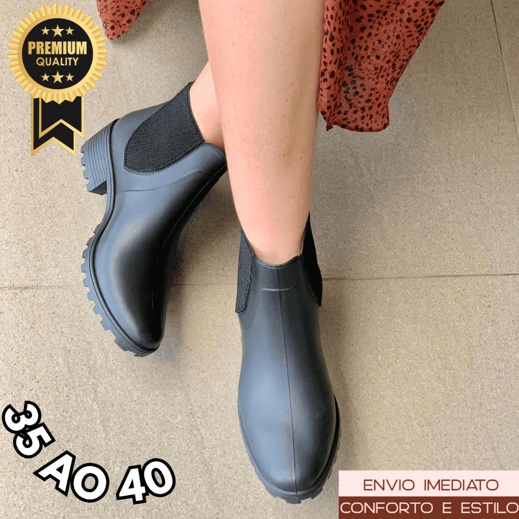 Bota Feminina Cano Curto Galocha Impermeável Para